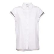 Witte Katoenen Shirt met Kettingen Brunello Cucinelli , White , Dames