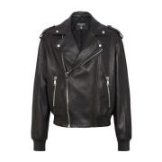 Leren Bomberjack Balmain , Black , Heren