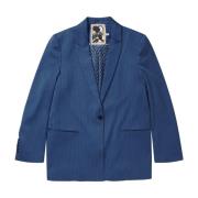 Lussima Blazer met Pinstripe Print Munthe , Blue , Dames