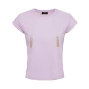 Katoenen Jersey Rhinestone T-Shirt Elisabetta Franchi , Purple , Dames