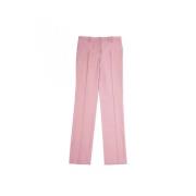 Lichtroze Rechte Wollen Broek met Plooien N21 , Pink , Dames