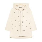 Handgeborduurde Hoodie met Ritssluiting Elena Mirò , Beige , Dames