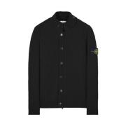 Lamswollen Cardigan met Rits Stone Island , Black , Heren