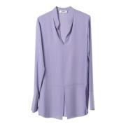 Zijden V-hals Blouse Seafarer , Purple , Dames