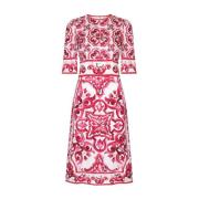 Fuchsia Zijden Jurk Dolce & Gabbana , Pink , Dames