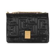 Zachte Gewatteerde Zwarte Tas met Kettingdetail Balmain , Black , Dame...