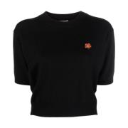 Zwarte Crop Sweater met Contrastdetail Kenzo , Black , Dames