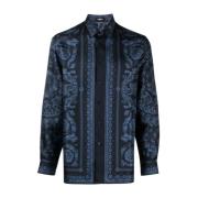 Barocco Print Shirt Versace , Blue , Heren