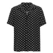 Bowling Kraag Shirt met Witte Polka Dot Print Balmain , Black , Heren