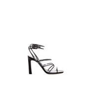 Zwarte PVC-sandalen met leren details Sergio Rossi , Black , Dames