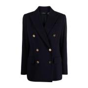 Navy Blauw Dubbelrij Jasje Ralph Lauren , Blue , Dames