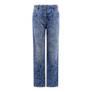 Barok Laserprint Jeans met Medusa-details Versace , Blue , Dames