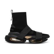 Suede en gebreide B-Bold sneakers met bandjes Balmain , Black , Heren