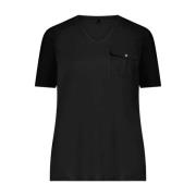 Reis V-Hals Korte Mouw Shirt Plus Basics , Black , Dames
