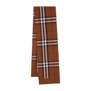 Geruite Wolmix Gebreide Sjaal Burberry , Brown , Dames