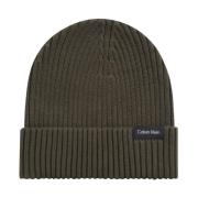 Groene Klassieke Rib Beanie Calvin Klein , Green , Heren