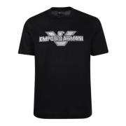 Zwarte Katoenen T-shirt met Adelaar Logo Emporio Armani , Black , Here...