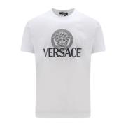 Iconisch Print Jersey Katoenen T-Shirt Versace , White , Heren