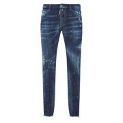 Donkerblauwe Skinny Jeans met Lage Taille Dsquared2 , Blue , Heren