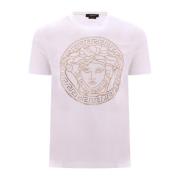 Stijlvol Wit Katoenen T-Shirt met Maxi Logo Medusa Versace , White , H...