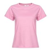 Basis Katoenen Jersey T-shirt met Mini Logo Pinko , Pink , Dames