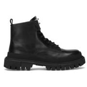 Zwarte Leren Veterschoenen Dolce & Gabbana , Black , Heren