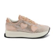 Glitter Puntige Neus Sneakers Love Moschino , Pink , Dames
