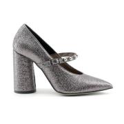 Studded Front Strap Pumps Made in Italia , Gray , Dames