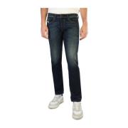 Heren Legg-Jeans in Effen Kleur met Knoopsluiting Diesel , Blue , Here...