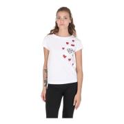 Wit Katoen Spandex T-Shirt Love Moschino , White , Dames
