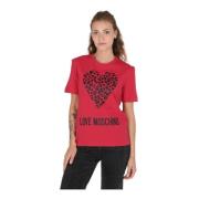 Rode Katoenen T-Shirt Love Moschino , Red , Dames