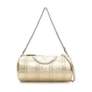 Gouden Gebarsten Leren Tas Tory Burch , Beige , Dames