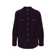 Paarse Katoenen Klassieke Kraag Shirt Lardini , Purple , Heren