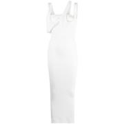 Witte Geribbelde Jurk met Asymmetrische Halslijn The Attico , White , ...