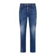 Blauwe Stretch-Katoenen Denim Jeans met Whiskering Effect Dsquared2 , ...