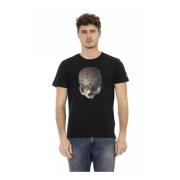 Zwart Katoenen T-Shirt met Voorkant Print Trussardi , Black , Heren