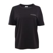 Korte mouwen T-shirt met messing detail Brunello Cucinelli , Black , D...