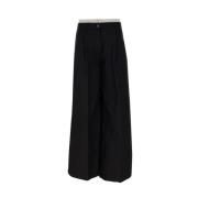 Zwarte Linnen en Viscose Broek Remain Birger Christensen , Black , Dam...