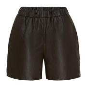 Leren Shorts Skind Donker Chocoladebruin Notyz , Brown , Dames