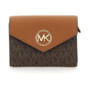 Bruine Leren Portemonnees Michael Kors , Brown , Dames