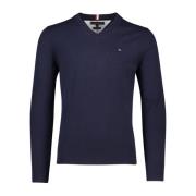 Donkerblauwe Trui met V-Hals Tommy Hilfiger , Blue , Heren