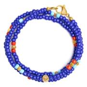 The Mykonos Collection - Blue and Red Vintage Glass Beads with Turquoi...