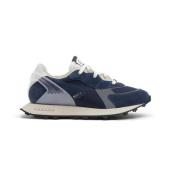 Blauwe Suède Sportschoenen met Reflecterend Grijs Leer en Mesh RUN OF ...