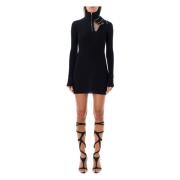 Zwarte dubbele kraag mini jurk Y/Project , Black , Dames