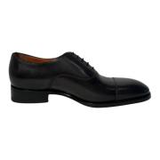 Handgemaakte Leren Oxford Schoenen Santoni , Black , Heren