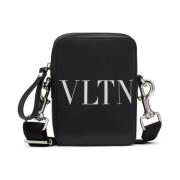 Kleine Vltn Zwarte Leren Messenger Tas Valentino Garavani , Black , He...