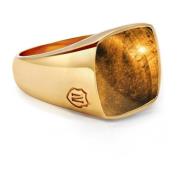 Men's Gold Signet Ring with Brown Tiger Eye Nialaya , Yellow , Heren
