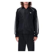 Zwarte Bomberjas met Iconische Strepen Adidas , Black , Heren