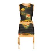 Zwarte Fleurs Petit Grand Midi Jurk Jean Paul Gaultier , Black , Dames