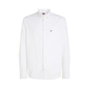 Heren Overhemd met Lange Mouwen Tommy Jeans , White , Heren